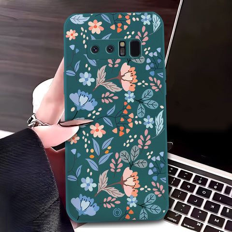 Samsung Galaxy Note 8 Cover - Dark Green - D1 - ONation Floral Series - HQ Liquid Silicone Soft Case