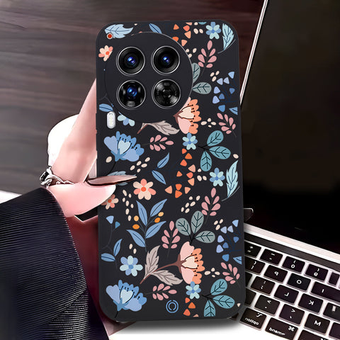 Tecno Camon 30 Cover - Black - D1 - ONation Floral Series - HQ Liquid Silicone Soft Case
