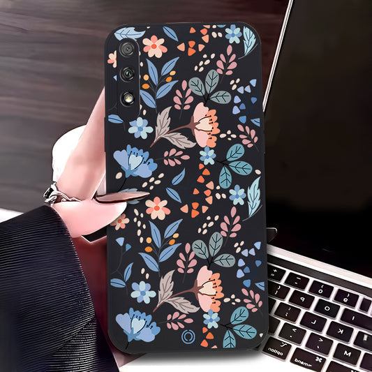 Honor 9x (China) Cover - Black - D2 - ONation Floral Series - HQ Liquid Silicone Soft Case