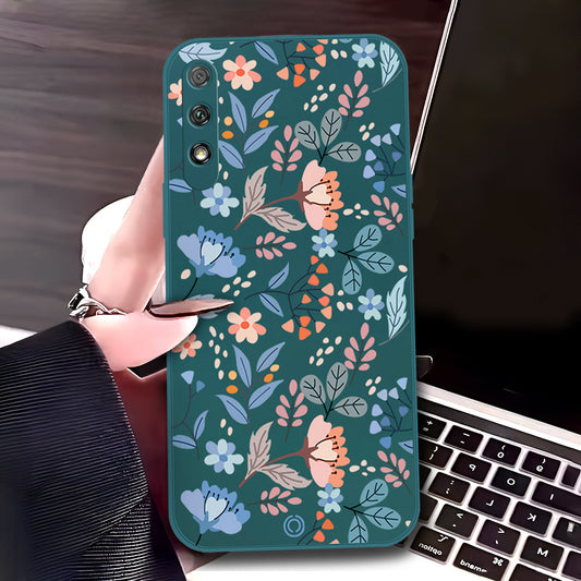 Honor 9x (China) Cover - Dark Green - D2 - ONation Floral Series - HQ Liquid Silicone Soft Case