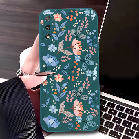 Honor 9x (China) Cover - Dark Green - D2 - ONation Floral Series - HQ Liquid Silicone Soft Case