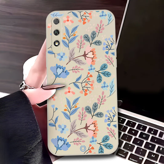 Honor 9x (China) Cover - Off White - D2 - ONation Floral Series - HQ Liquid Silicone Soft Case