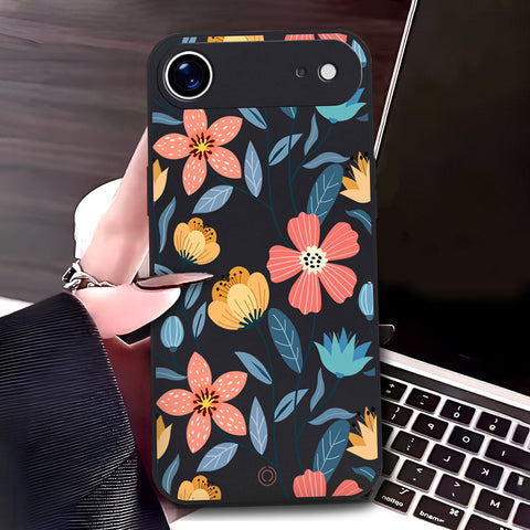 iPhone 17 Air Cover - Black - D2 - ONation Floral Series - HQ Liquid Silicone Soft Case