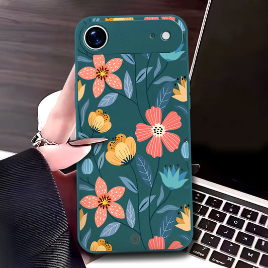 iPhone 17 Air Cover - Dark Green - D2 - ONation Floral Series - HQ Liquid Silicone Soft Case
