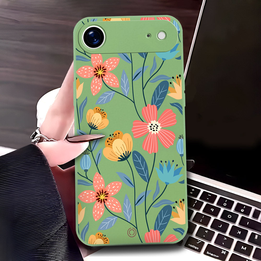 iPhone 17 Air Cover - Light Green - D2 - ONation Floral Series - HQ Liquid Silicone Soft Case