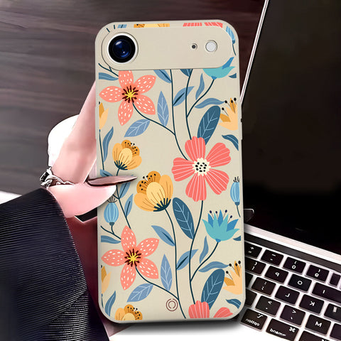 iPhone 17 Air Cover - Off White - D2 - ONation Floral Series - HQ Liquid Silicone Soft Case