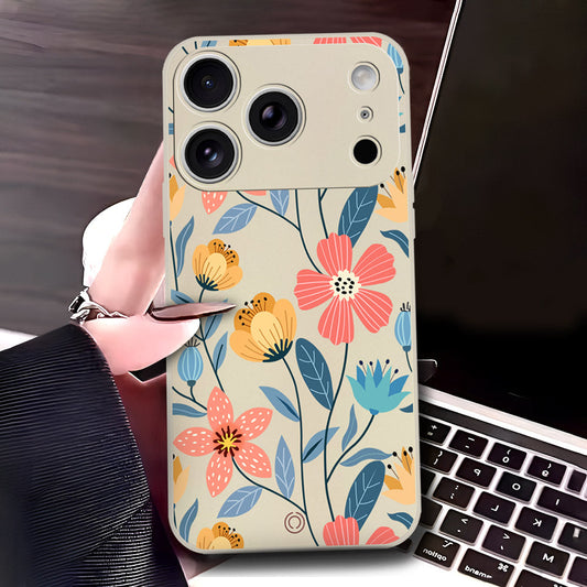 iPhone 17 Pro Cover - Off White - D2 - ONation Floral Series - HQ Liquid Silicone Soft Case