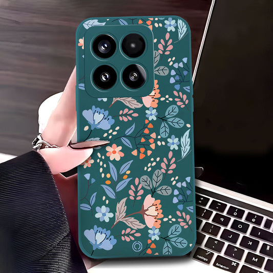 Xiaomi 15 Cover - Dark Green - D1 - ONation Floral Series - HQ Liquid Silicone Soft Case