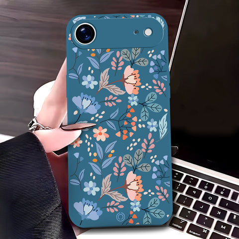 iPhone 17 Air Cover - Blue - D1 - ONation Floral Series - HQ Liquid Silicone Soft Case