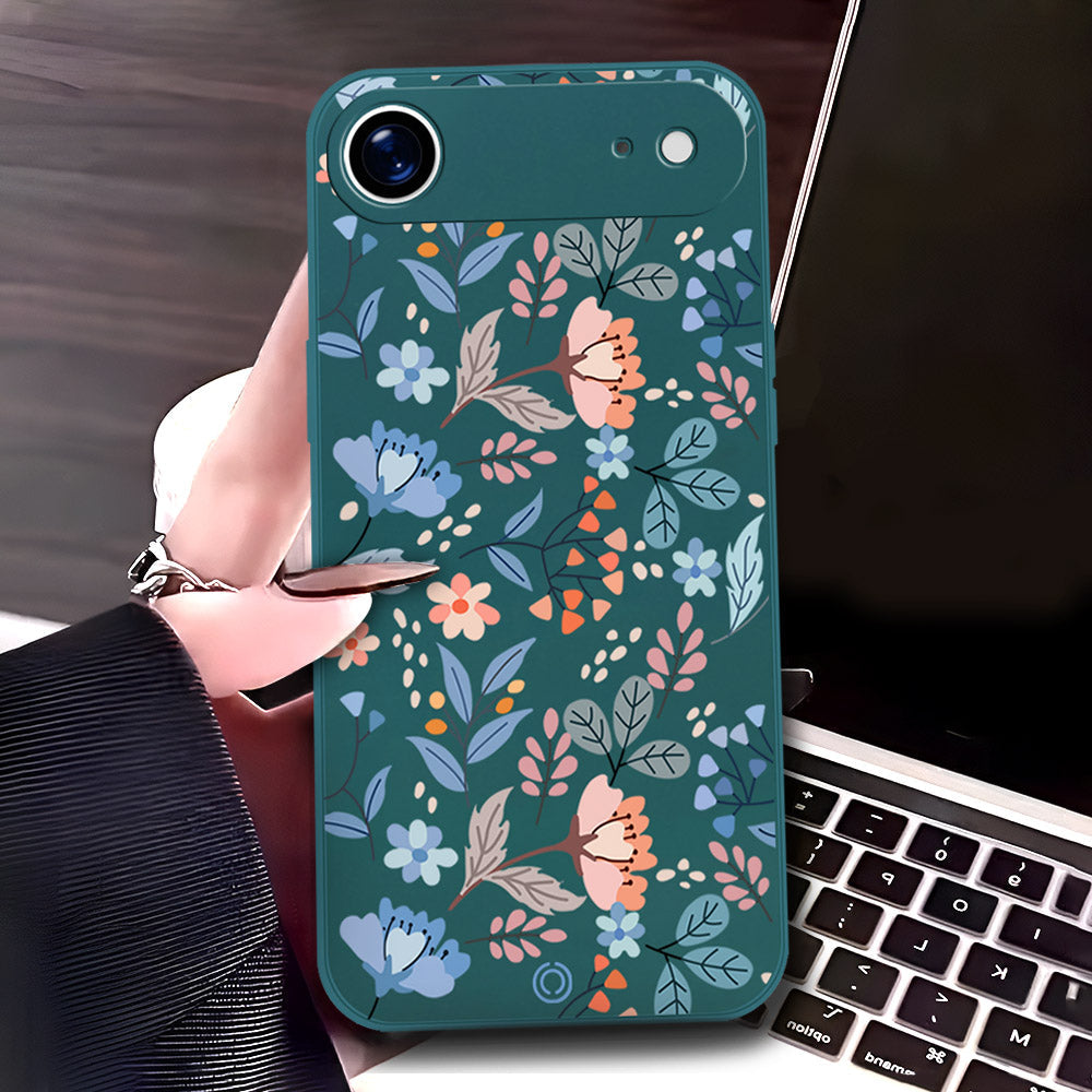 iPhone 17 Air Cover - Dark Green - D1 - ONation Floral Series - HQ Liquid Silicone Soft Case