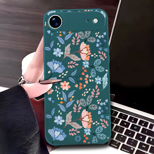 iPhone 17 Air Cover - Dark Green - D1 - ONation Floral Series - HQ Liquid Silicone Soft Case