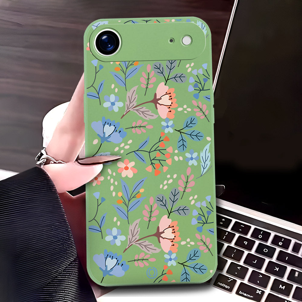 iPhone 17 Air Cover - Light Green - D1 - ONation Floral Series - HQ Liquid Silicone Soft Case