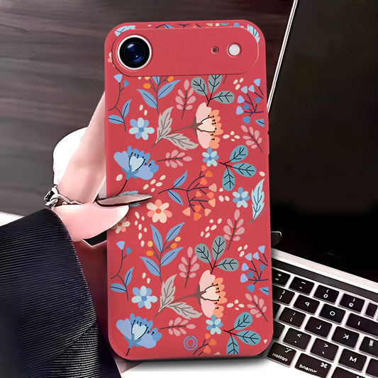 iPhone 17 Air Cover - Red - D1 - ONation Floral Series - HQ Liquid Silicone Soft Case
