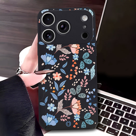 iPhone 17 Pro Cover - Black - D1 - ONation Floral Series - HQ Liquid Silicone Soft Case