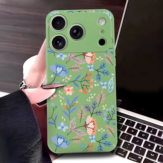 iPhone 17 Pro Cover - Light Green - D1 - ONation Floral Series - HQ Liquid Silicone Soft Case