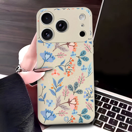 iPhone 17 Pro Cover - Off White - D1 - ONation Floral Series - HQ Liquid Silicone Soft Case