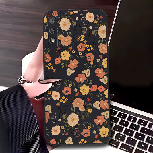 Honor 9x (China) Cover - Black - D3 - ONation Floral Series - HQ Liquid Silicone Soft Case