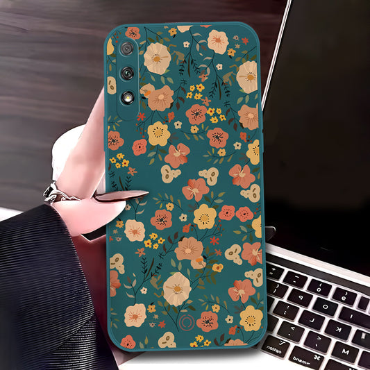 Honor 9x (China) Cover - Dark Green - D3 - ONation Floral Series - HQ Liquid Silicone Soft Case