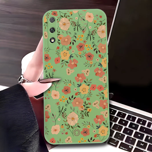 Honor 9x (China) Cover - Light Green - D3 - ONation Floral Series - HQ Liquid Silicone Soft Case