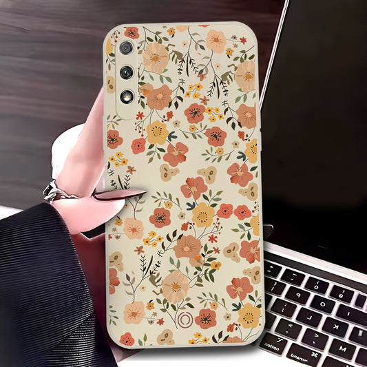 Honor 9x (China) Cover - Off White - D3 - ONation Floral Series - HQ Liquid Silicone Soft Case