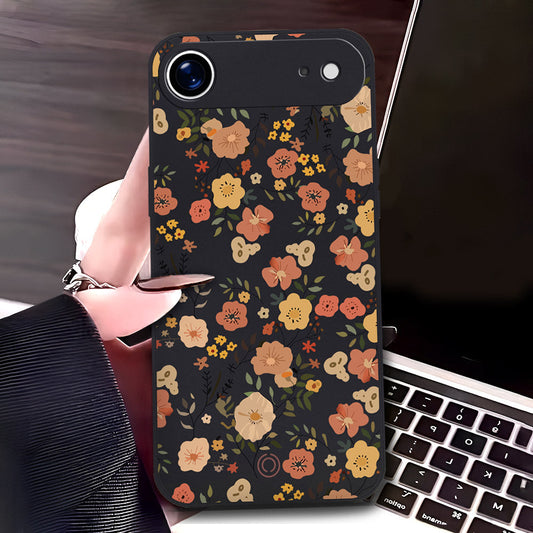 iPhone 17 Air Cover - Black - D3 - ONation Floral Series - HQ Liquid Silicone Soft Case