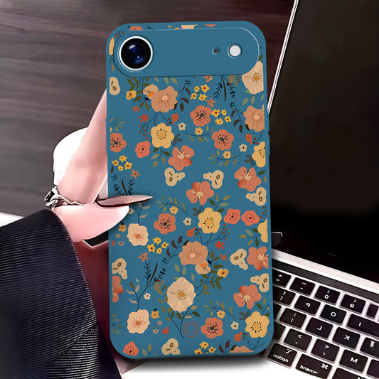 iPhone 17 Air Cover - Blue - D3 - ONation Floral Series - HQ Liquid Silicone Soft Case