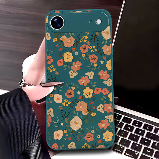 iPhone 17 Air Cover - Dark Green - D3 - ONation Floral Series - HQ Liquid Silicone Soft Case