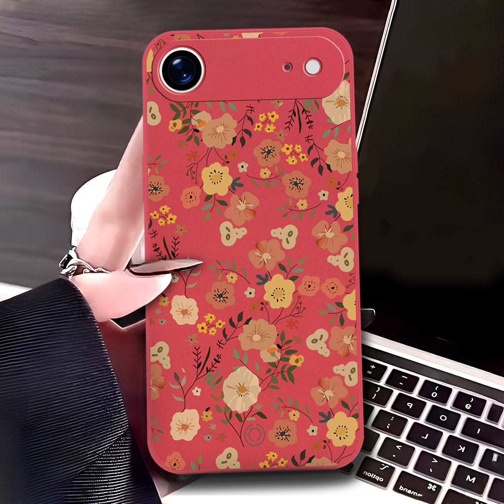 iPhone 17 Air Cover - Red - D3 - ONation Floral Series - HQ Liquid Silicone Soft Case