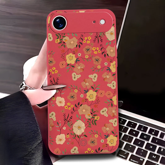 iPhone 17 Air Cover - Red - D3 - ONation Floral Series - HQ Liquid Silicone Soft Case