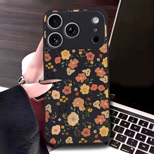iPhone 17 Pro Cover - Black - D3 - ONation Floral Series - HQ Liquid Silicone Soft Case