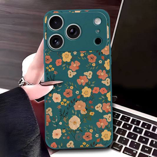 iPhone 17 Pro Cover - Dark Green - D3 - ONation Floral Series - HQ Liquid Silicone Soft Case