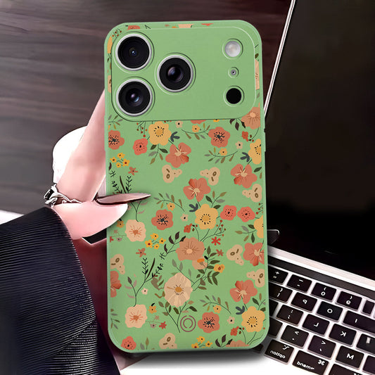 iPhone 17 Pro Cover - Light Green - D3 - ONation Floral Series - HQ Liquid Silicone Soft Case