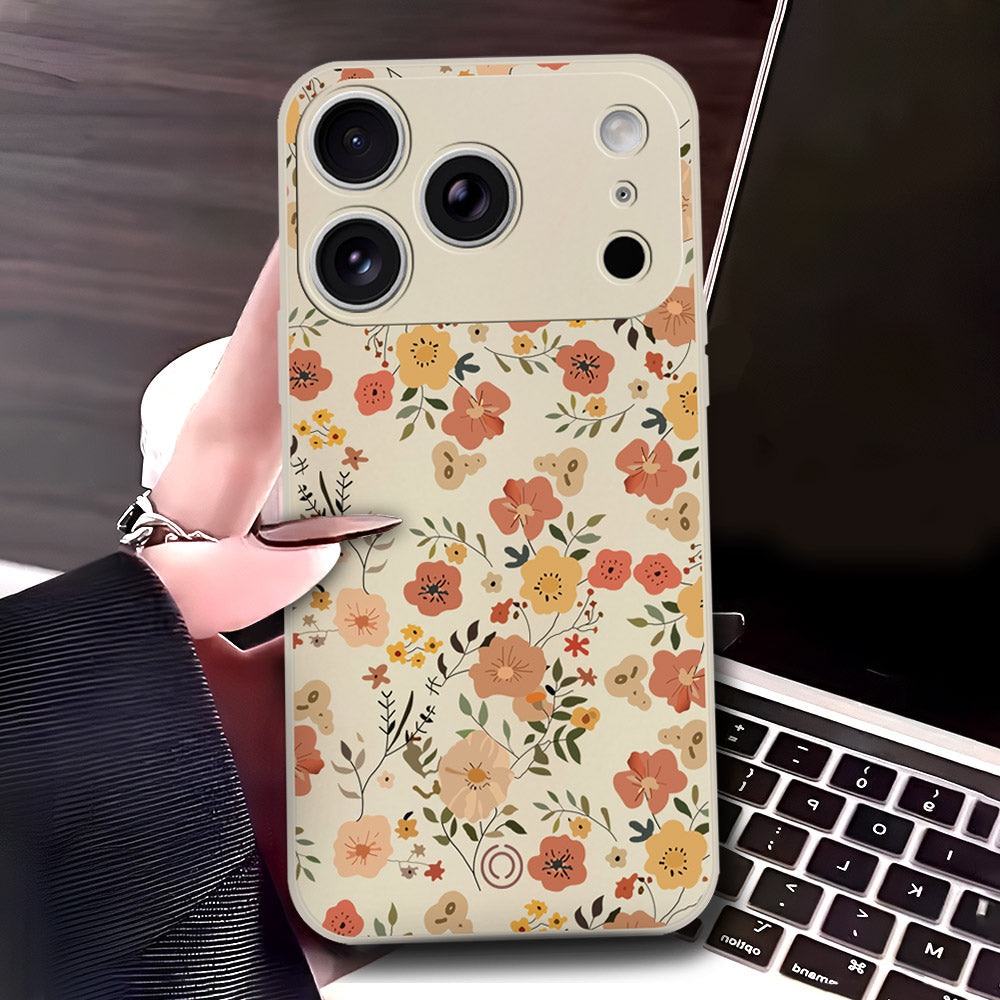 iPhone 17 Pro Cover - Off White - D3 - ONation Floral Series - HQ Liquid Silicone Soft Case