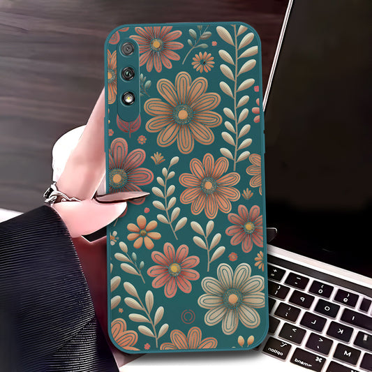 Honor 9x (China) Cover - Dark Green - D4 - ONation Floral Series - HQ Liquid Silicone Soft Case