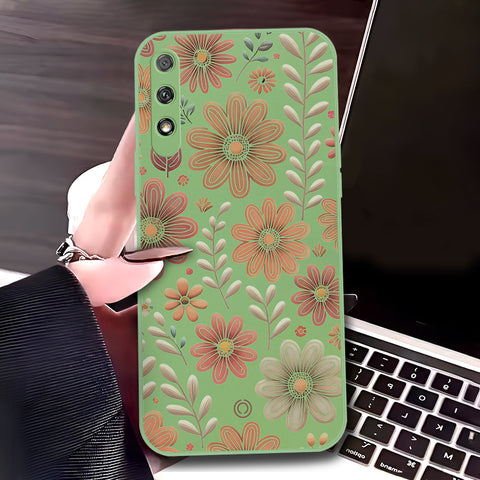 Honor 9x (China) Cover - Light Green - D4 - ONation Floral Series - HQ Liquid Silicone Soft Case