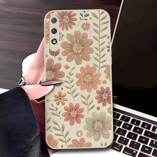 Honor 9x (China) Cover - Off White - D4 - ONation Floral Series - HQ Liquid Silicone Soft Case