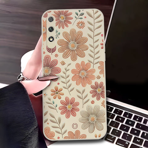 Honor 9x (China) Cover - Off White - D4 - ONation Floral Series - HQ Liquid Silicone Soft Case