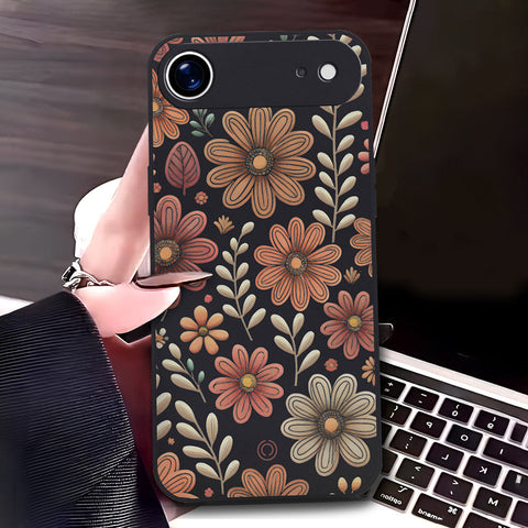 iPhone 17 Air Cover - Black - D4 - ONation Floral Series - HQ Liquid Silicone Soft Case