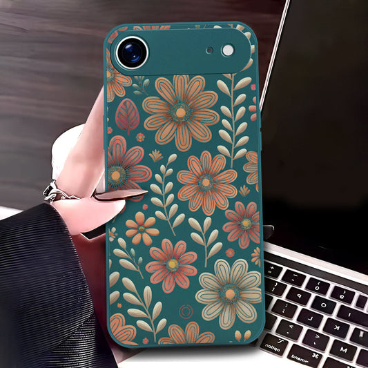iPhone 17 Air Cover - Dark Green - D4 - ONation Floral Series - HQ Liquid Silicone Soft Case