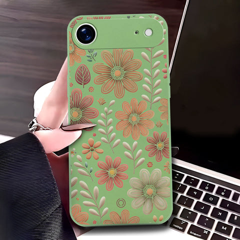iPhone 17 Air Cover - Light Green - D4 - ONation Floral Series - HQ Liquid Silicone Soft Case