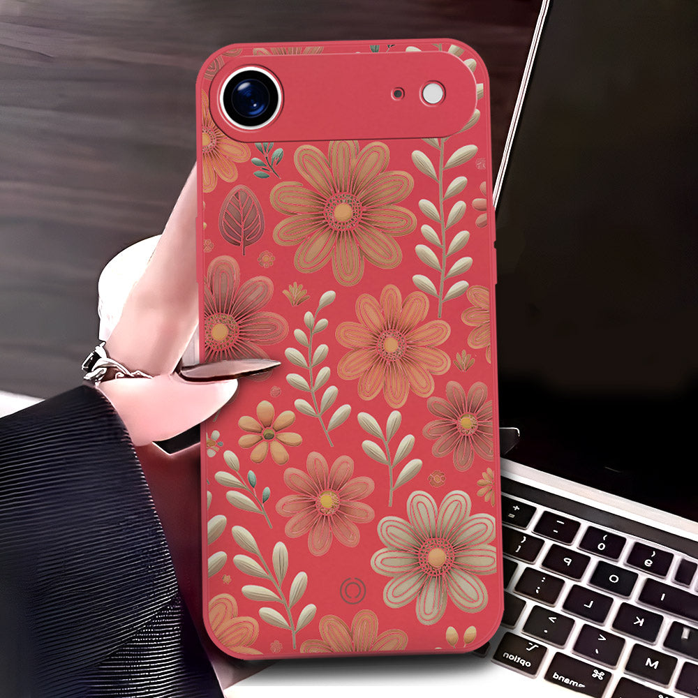 iPhone 17 Air Cover - Red - D4 - ONation Floral Series - HQ Liquid Silicone Soft Case