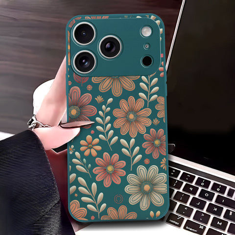 iPhone 17 Pro Cover - Dark Green - D4 - ONation Floral Series - HQ Liquid Silicone Soft Case