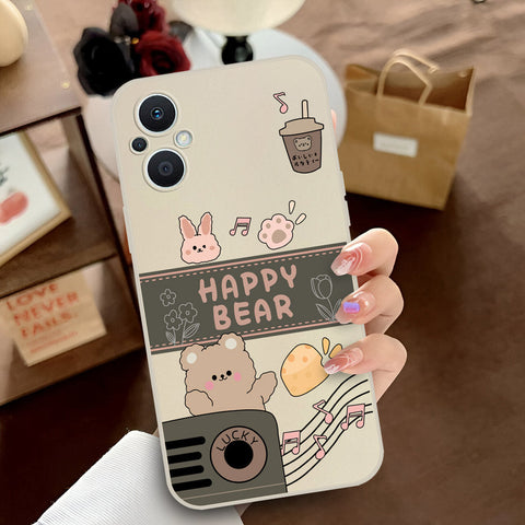 Oppo Reno7 Z 5G Cover - Off White - D1 - ONation Happy Cute Series - HQ Liquid Silicone Soft Case