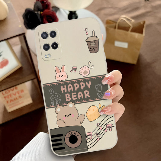 Oppo A54 4G Cover - Off White - D1 - ONation Happy Cute Series - HQ Liquid Silicone Soft Case