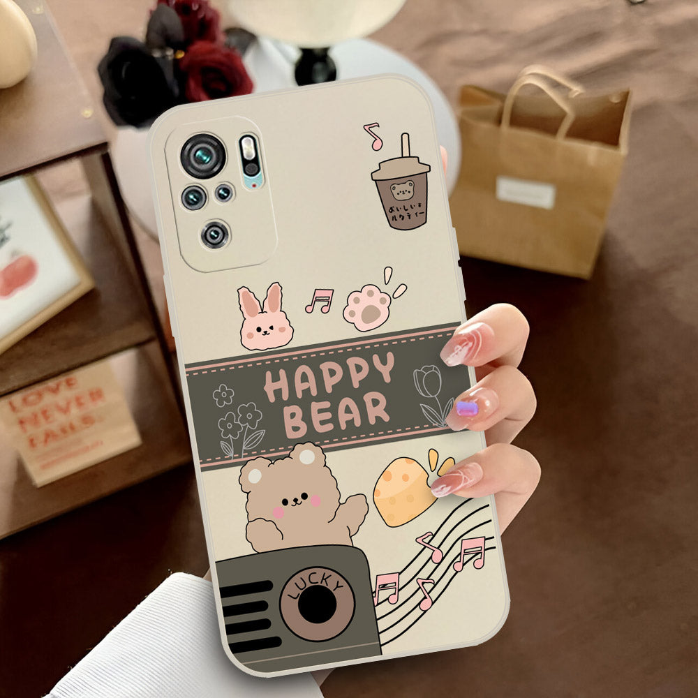 Xiaomi Redmi Note 10 4G Cover - Off White - D1 - ONation Happy Cute Series - HQ Liquid Silicone Soft Case