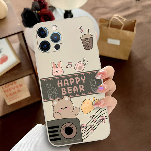iPhone 12 Cover - Off White - D1 - ONation Happy Cute Series - HQ Liquid Silicone Soft Case