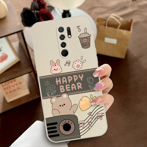 Xiaomi Redmi 9 Cover - Off White - D1 - ONation Happy Cute Series - HQ Liquid Silicone Soft Case