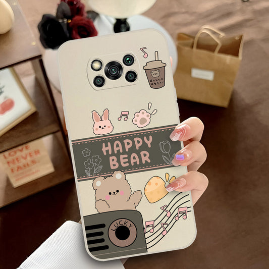 Xiaomi Poco X3 Cover - Off White - D1 - ONation Happy Cute Series - HQ Liquid Silicone Soft Case