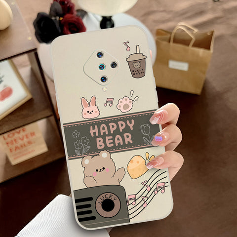 Vivo Y51 (2020 September) Cover - Off White - D1 - ONation Happy Cute Series - HQ Liquid Silicone Soft Case
