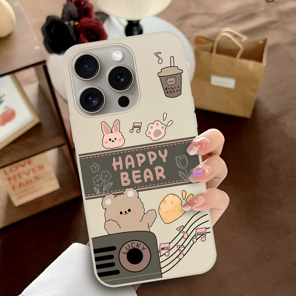 iPhone 16 Pro Max Cover - Off White - D1 - ONation Happy Cute Series - HQ Liquid Silicone Soft Case